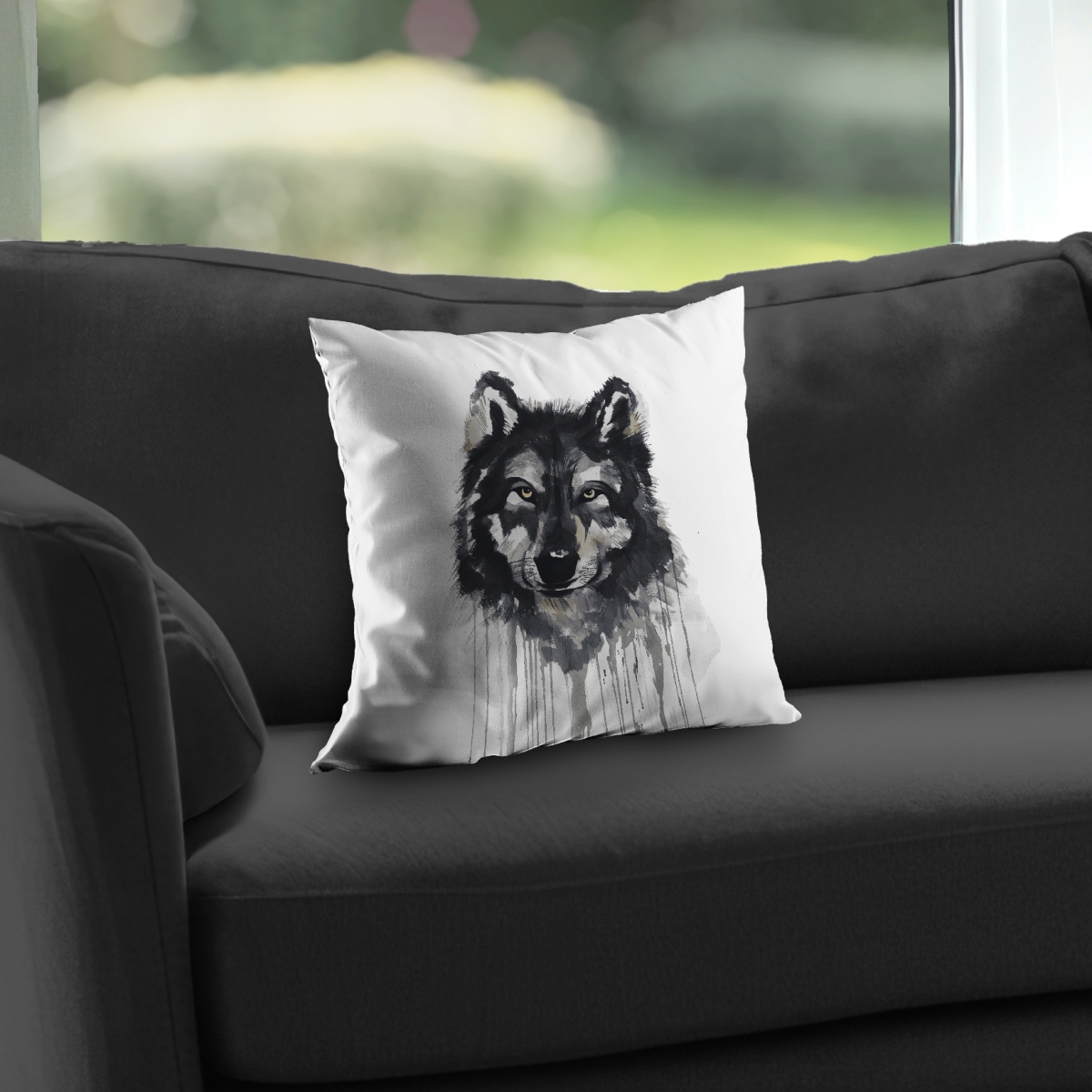 C1PT1414DWUBVX 14 x 14 in. Mysterious Wolve Poly Twill Throw Pillow - Wildlife Home Decor