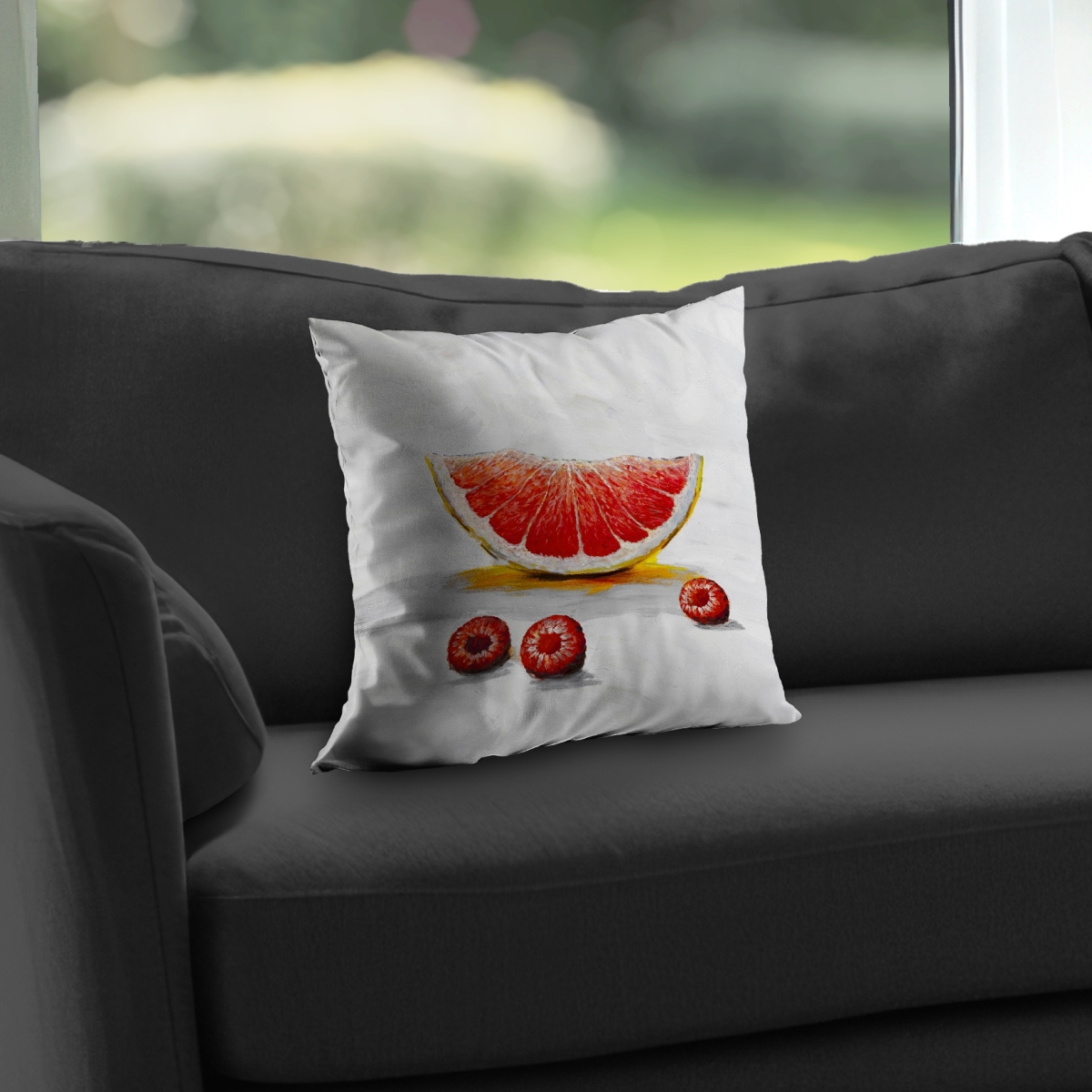 C1PT1414EGL90P 14 x 14 in. Grapefruit Slice Throw Pillow - Kitchen Food Decor Insert