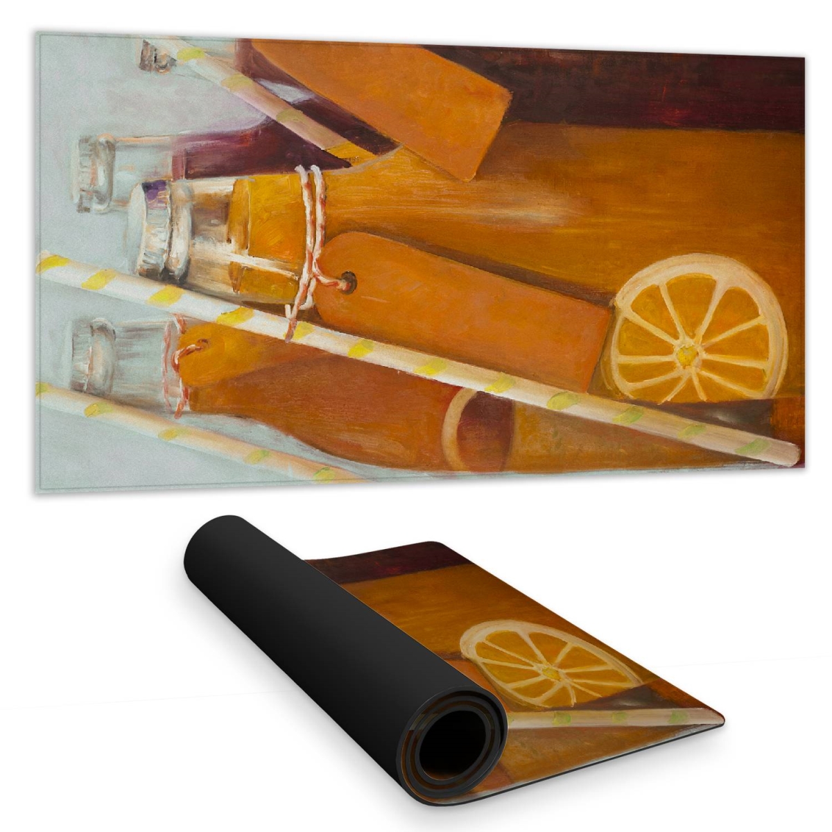 C1DM1531FCWD8A 16 x 32 in. Orange Summer Drinks Kitchen Desk Mat - Home Decor Essential