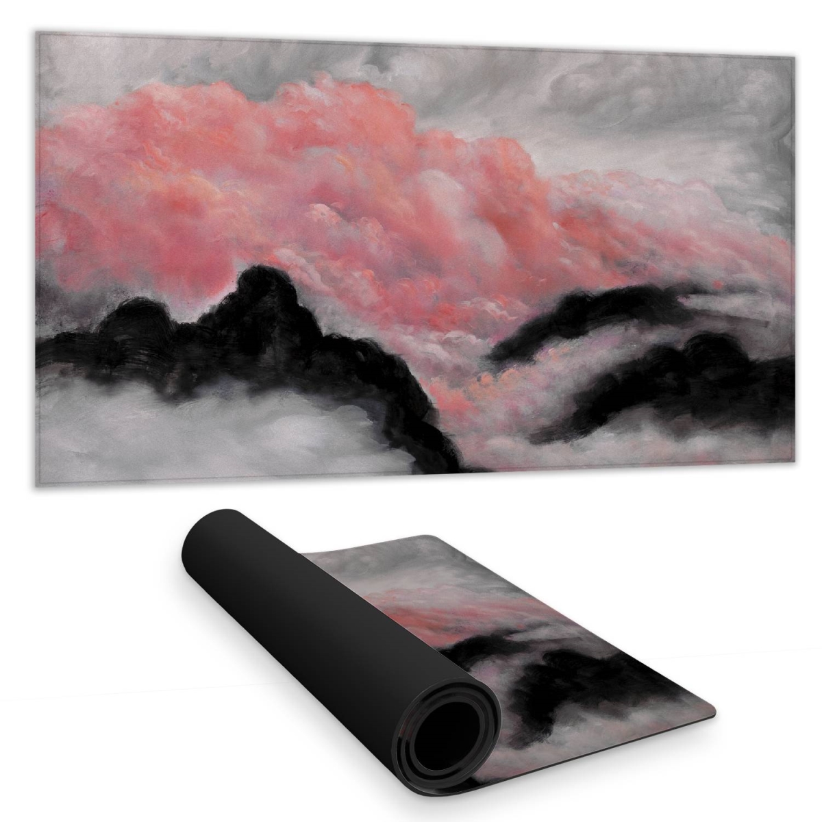 C1DM1531BDBM3D 16 x 32 in. Gray & Pink Clouds Desk Mat - Modern Home Decor Accessory