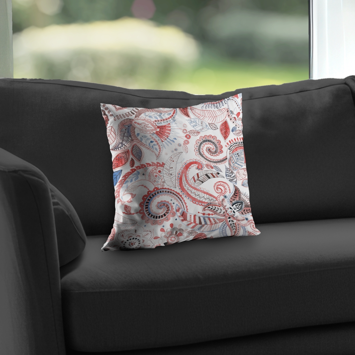 C1PT1414ROY1HL 14 x 14 in. Paisley Pattern Coral Poly Twill Throw Pillow - Home Decor