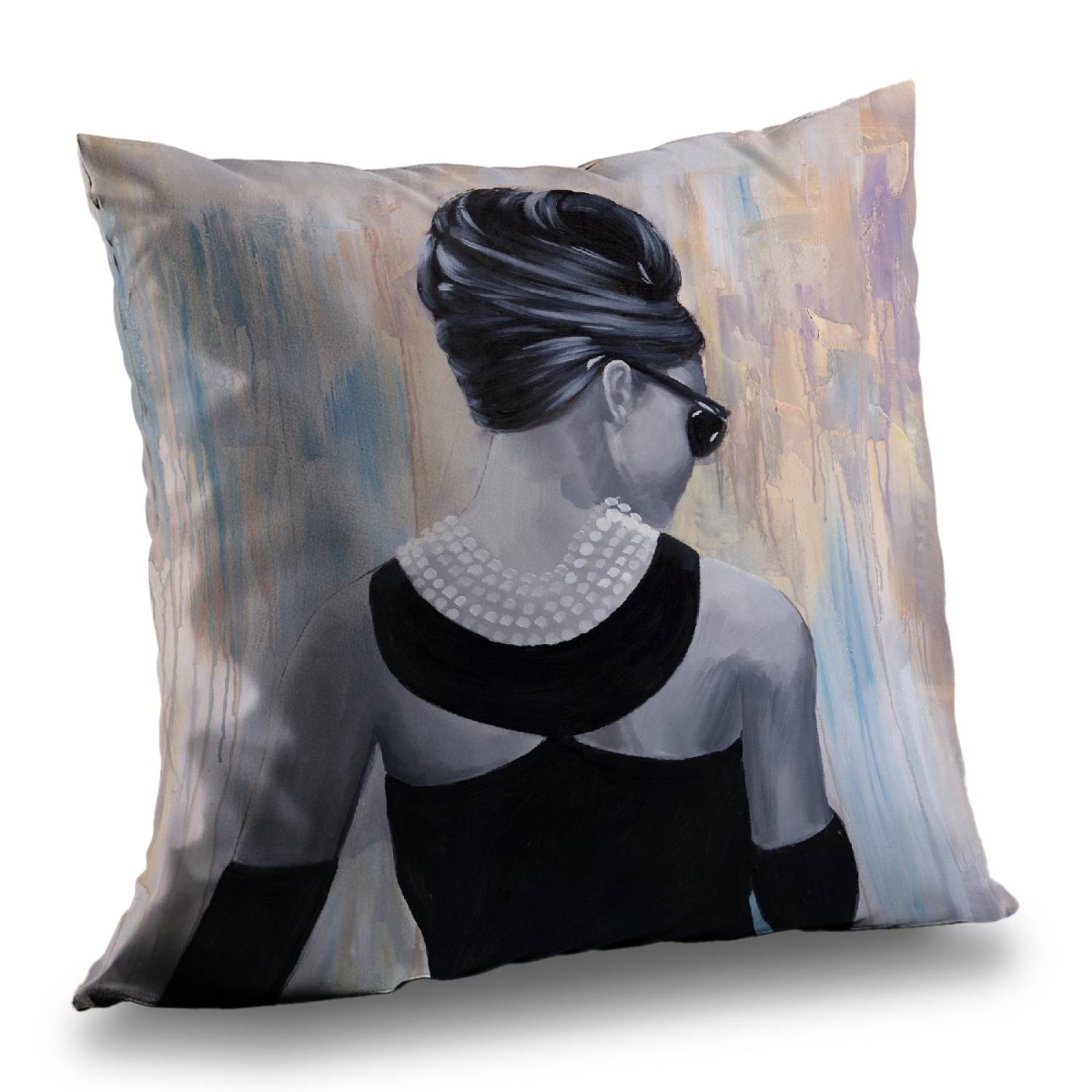 C1PT1414EA4NYH 14 x 14 in. Audrey Hepburn Throw Pillow - Romantic Gray Home Decor Best Seller
