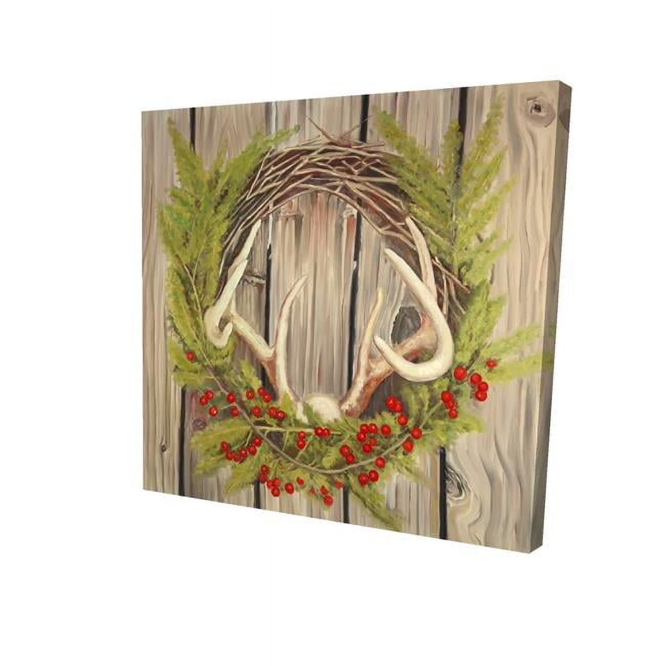 8 x 8 in. Christmas Wreath with Panache-Print on Canvas