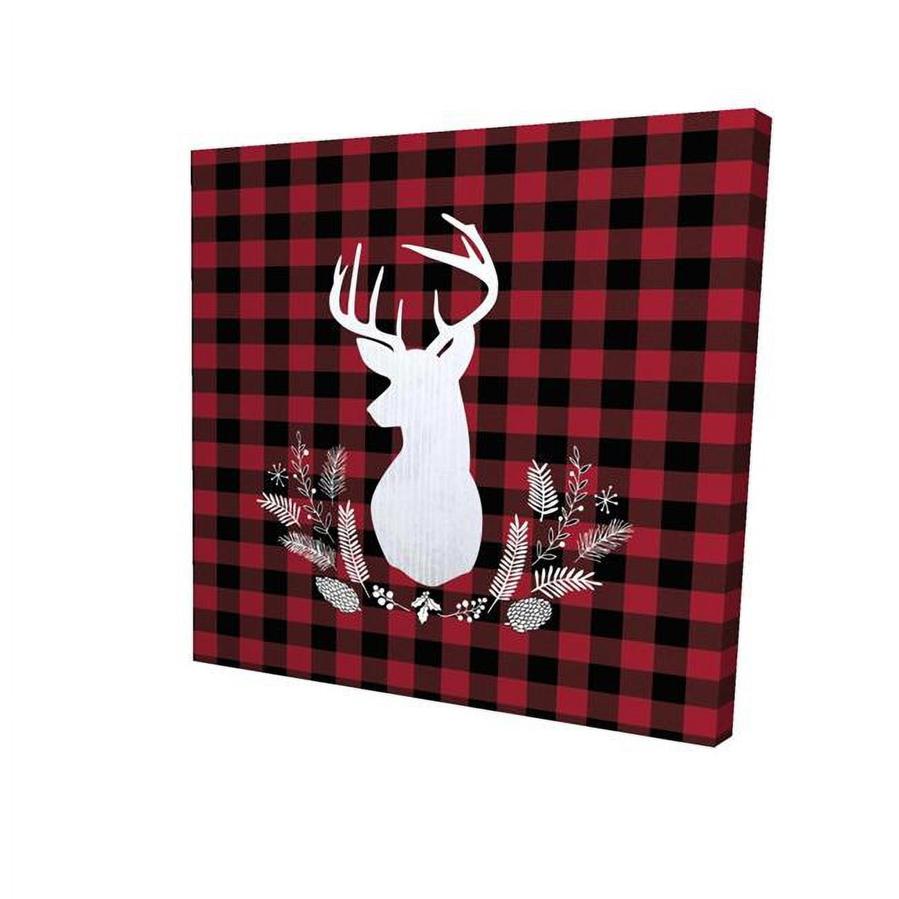 8 x 8 in. Deer Plaid-Print on Canvas