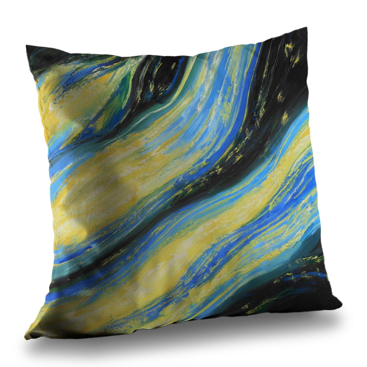 C1PT1414VPDTLN 14 x 14 in. Liquid Magic Wave Contemporary Black Poly Twill Throw Pillow - Home Decor
