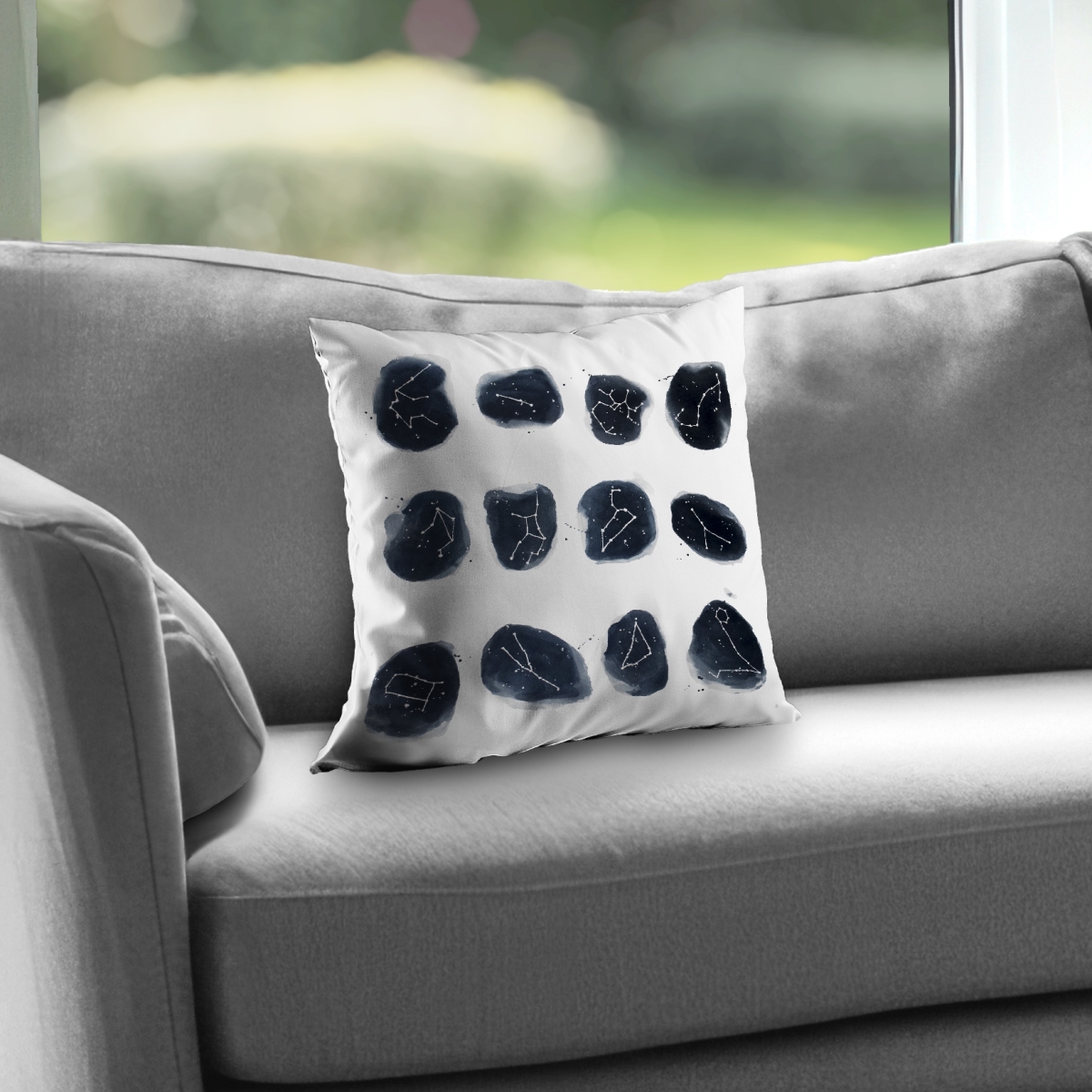 C1PT1414EFBYP8 14 x 14 in. Constellations Throw Pillow - Astronomy Decor - White Poly Twill