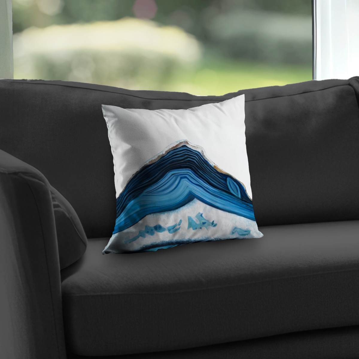 C1PT14147DQAMG 14 x 14 in. Blue Geode Profile Throw Pillow - Modern Home Decor Accent