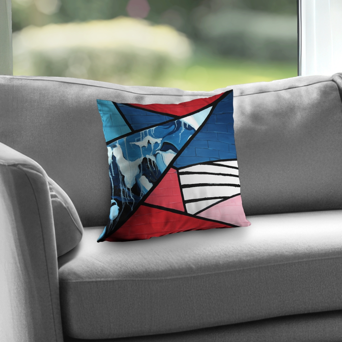 C1PT1414SM5AT7 14 x 14 in. Diagonal Unity Industrial Shapes Poly Twill Throw Pillow - Home Decor