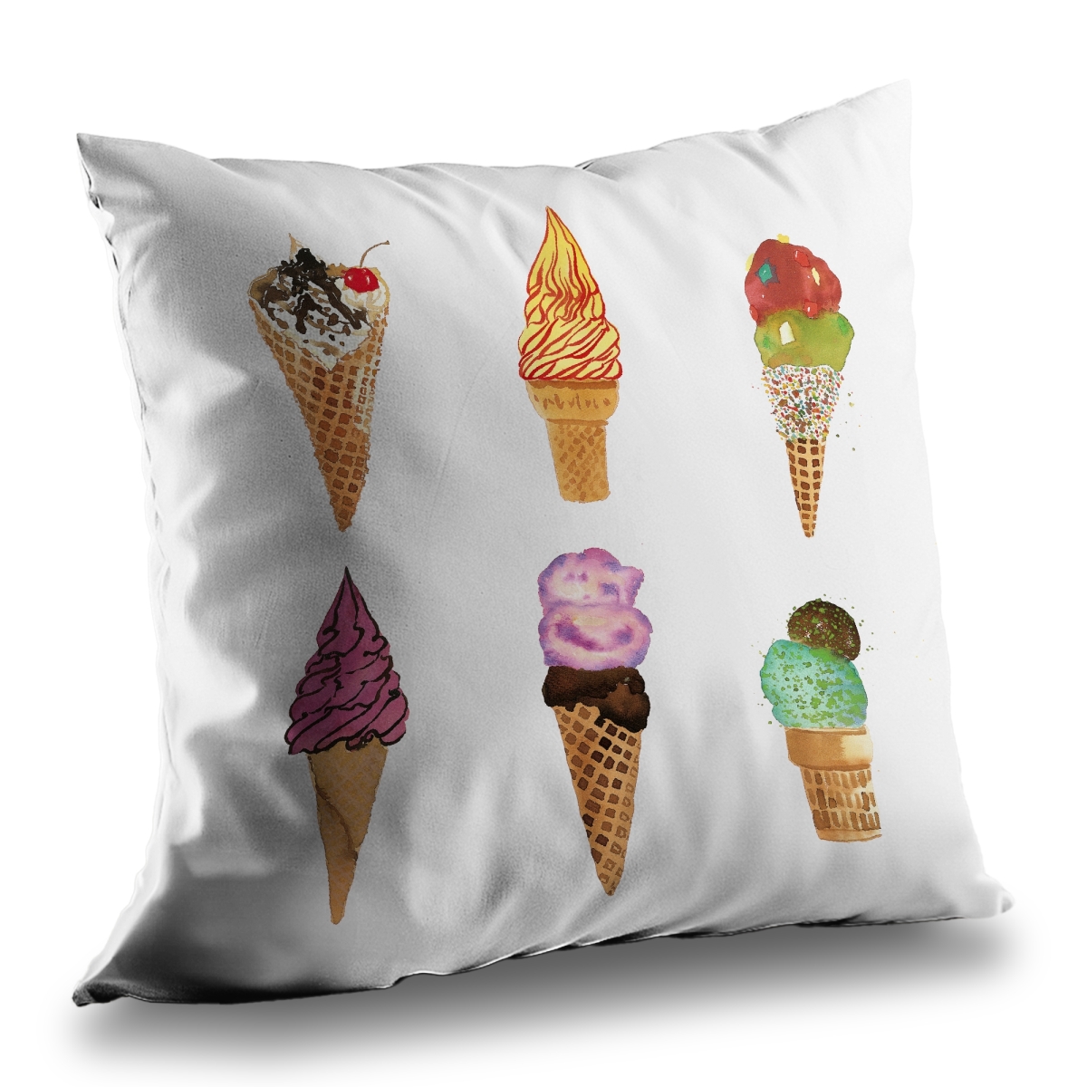 C1PT14147BVF8D 14 x 14 in. Ice Cream Cones Pillow - Beige Poly Twill Throw Pillow Insert