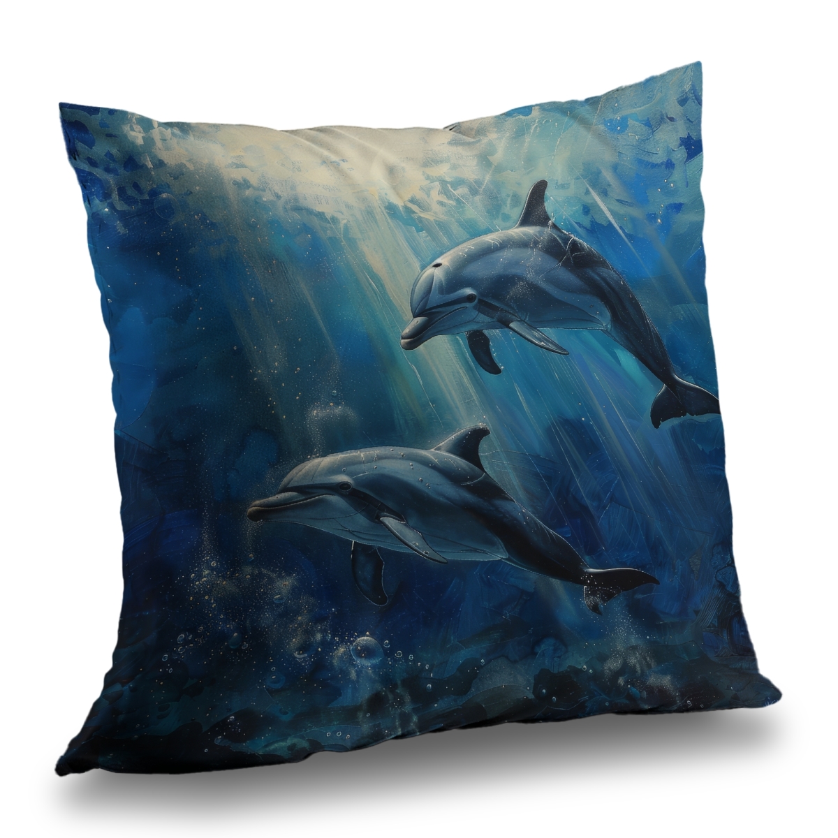 C1PT1414WEIF6T 14 x 14 in. Dolphins Poly Twill Throw Pillow - Insert Included Home Decor