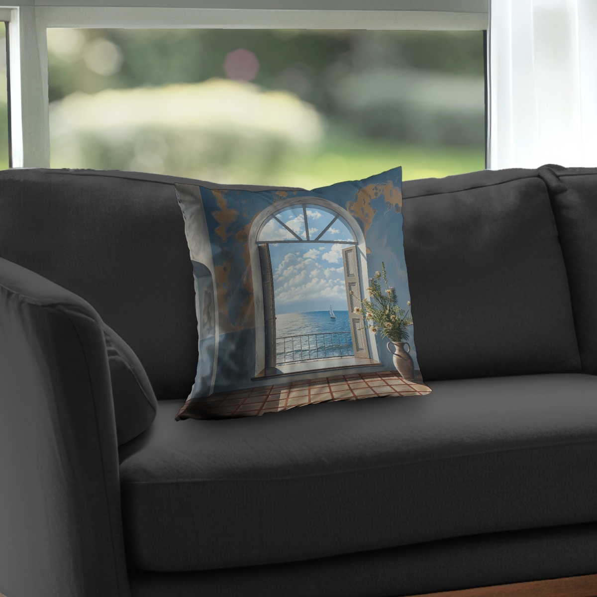 C1PT16165CV0FT 16 x 16 in. The Door Gray Poly Twill Throw Pillow Insert for Home Decor