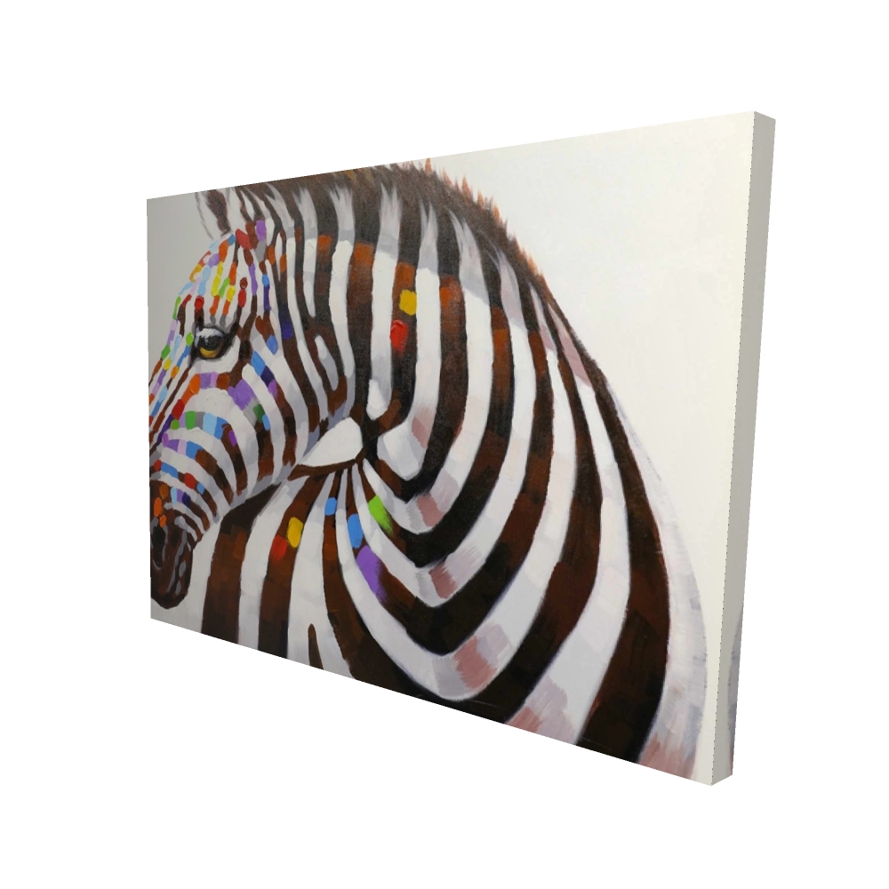 2080-3648-AN55 36 x 48 in. Colorful Zebra Canvas - Contemporary Animal Art for Home Decor