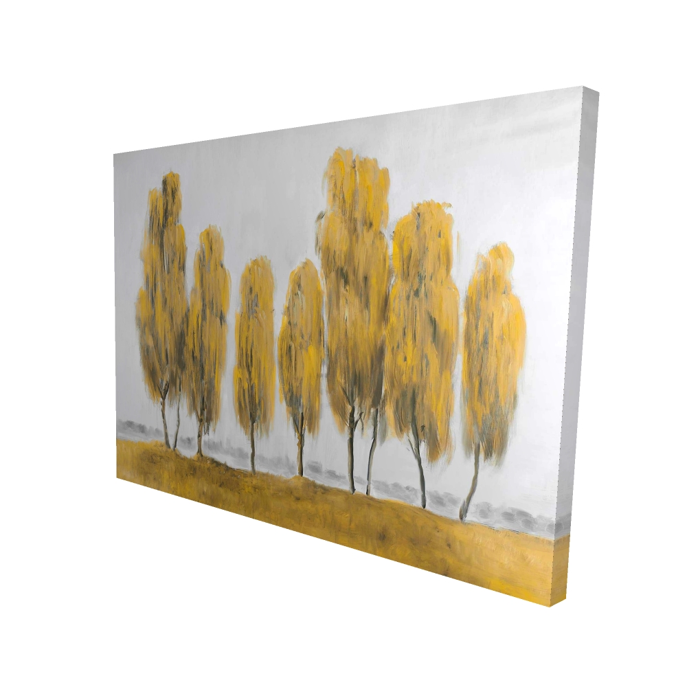 2080-3648-LA81 36 x 48 in. Seven Abstract Yellow Trees - Gray Canvas - Home Decor Art
