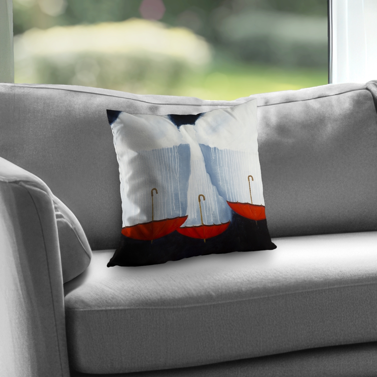 C1PT14147YSKRX 14 x 14 in. Upside Down Umbrellas - Romantic Blue Throw Pillow Insert