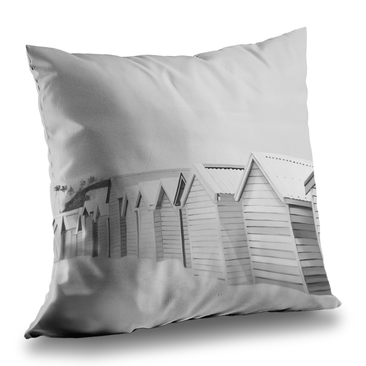 C1PT1414RVTES2 14 x 14 in. Beach Cabins Poly Twill Throw Pillow - Coastal Home Decor
