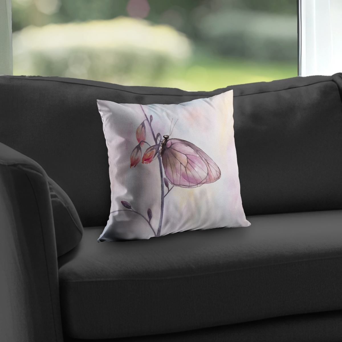 C1PT1414U6IUOO 14 x 14 in. Delicate Butterfly Poly Twill Throw Pillow - Home Decor Insert