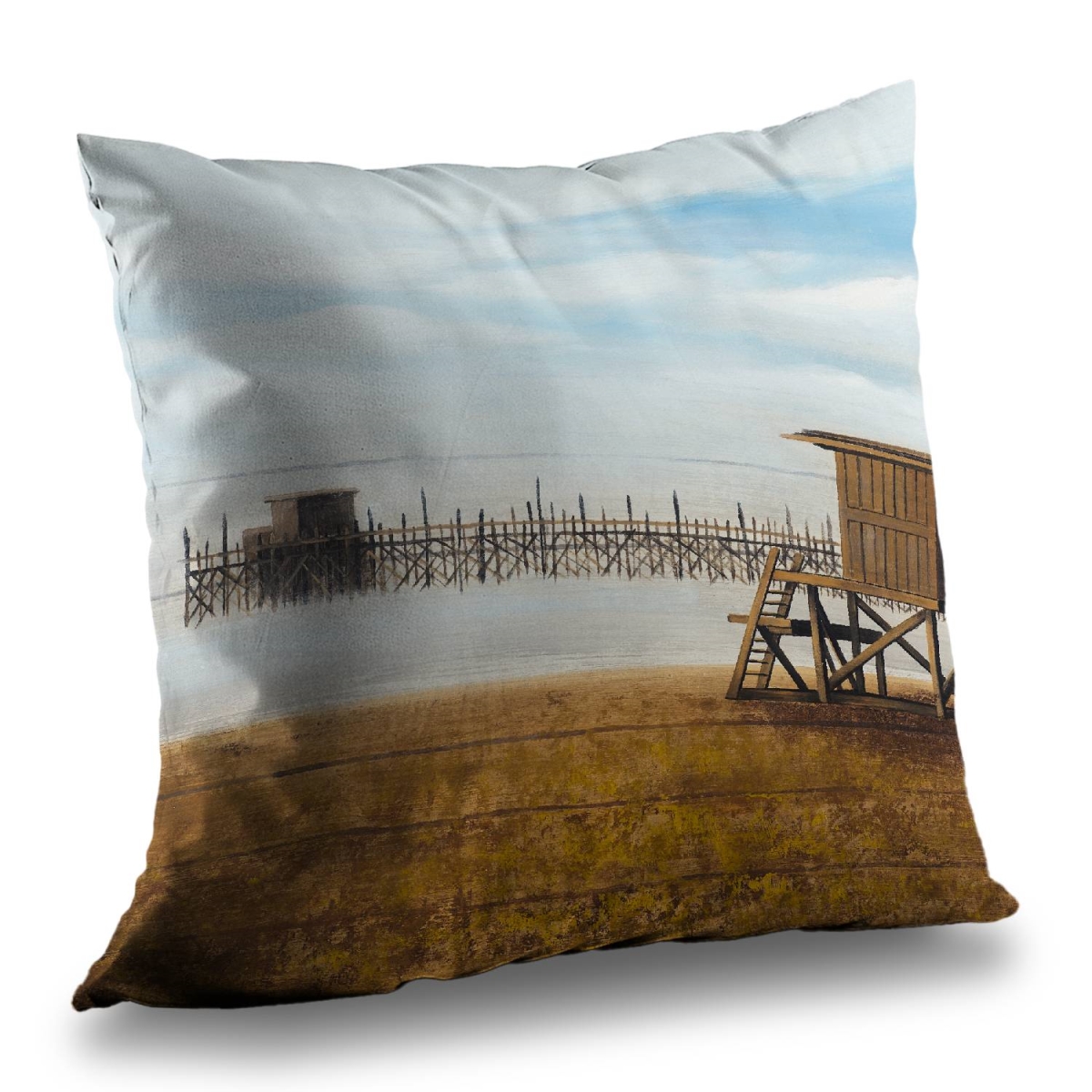 C1PT1414ROMC8Y 14 x 14 in. Lifeguard Tower Throw Pillow - Coastal Home Decor Accent
