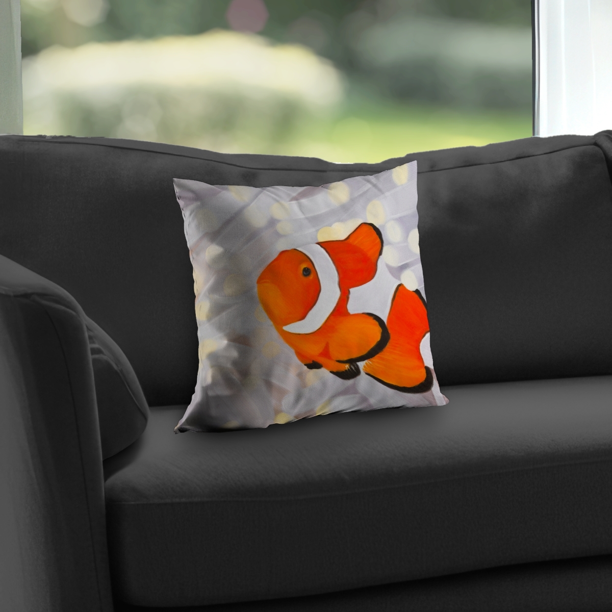 C1PT1414W4PG8W 14 x 14 in. Clownfish Throw Pillow - Poly Twill Insert for Home Decor