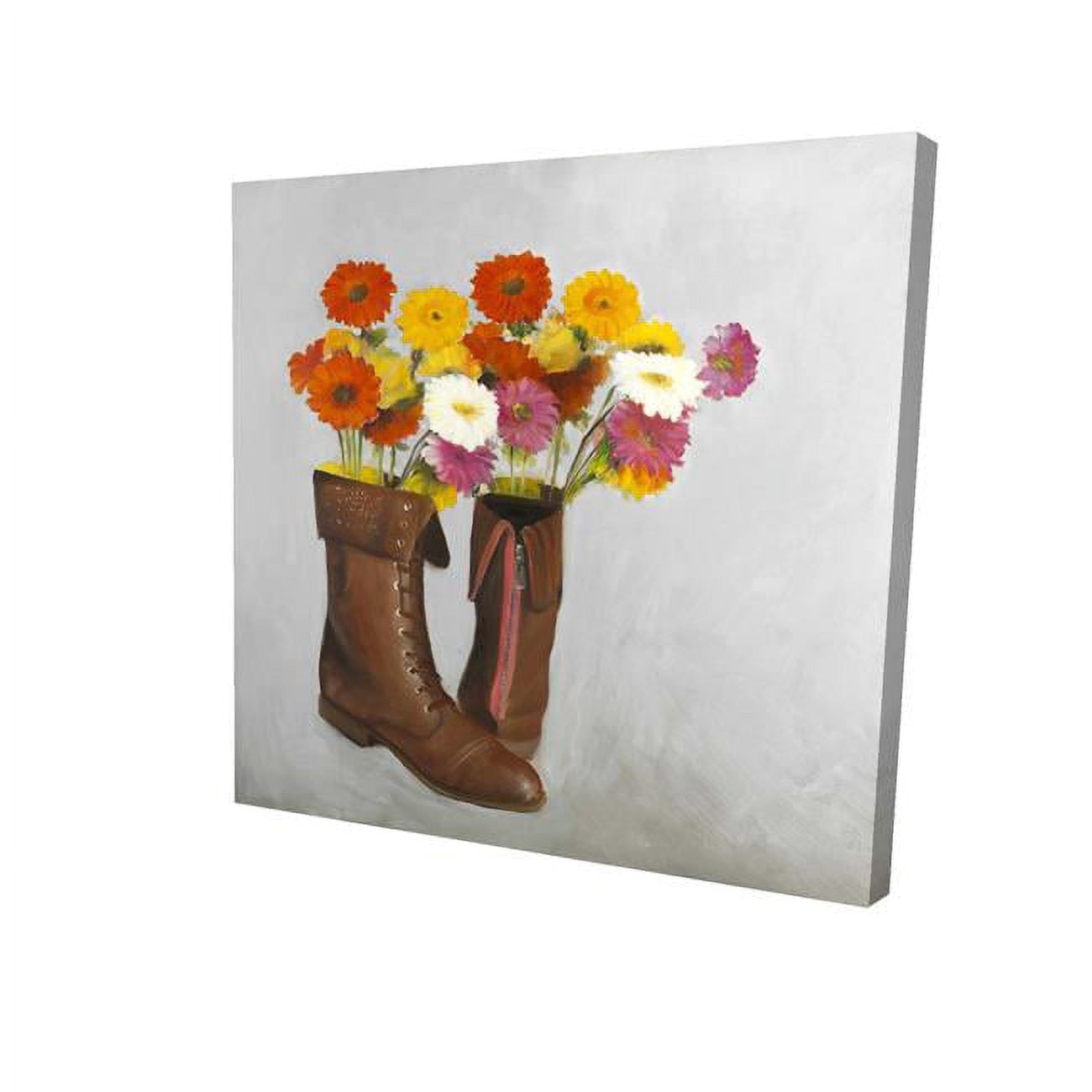 12 x 12 in. Boots with Daisies Flowers-Print on Canvas