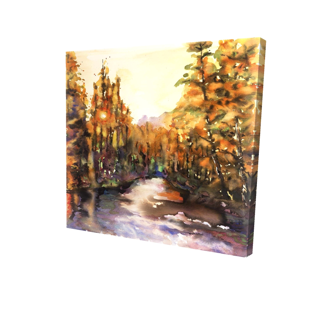 2080-3636-LA155 36 x 36 in. Merced River - Yellow Canvas Bathroom Decor for Home