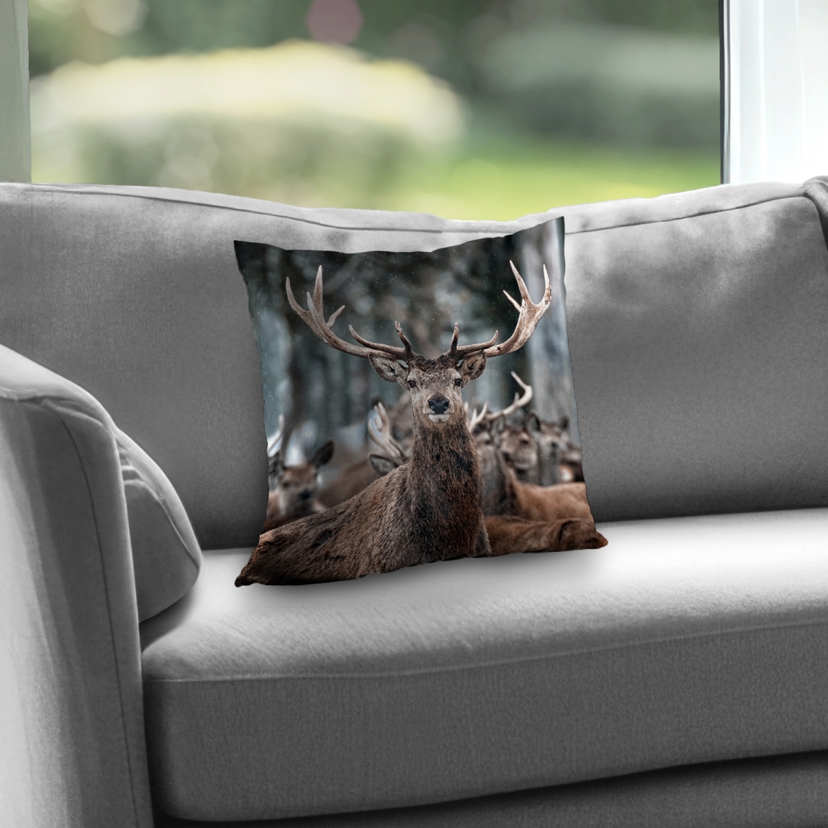 C1PT1414CDHSXC 14 x 14 in. Stags Farm Animals Poly Twill Throw Pillow Insert - Home Decor