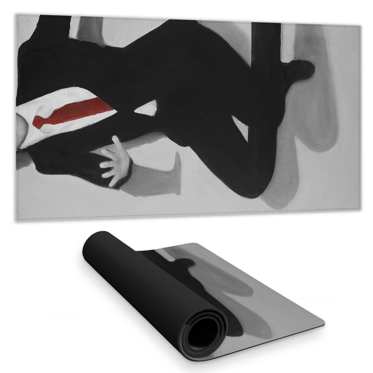 C1DM1531DV8GWT 16 x 32 in. Contemporary White Desk Mat - Classical Jumping Man Decor