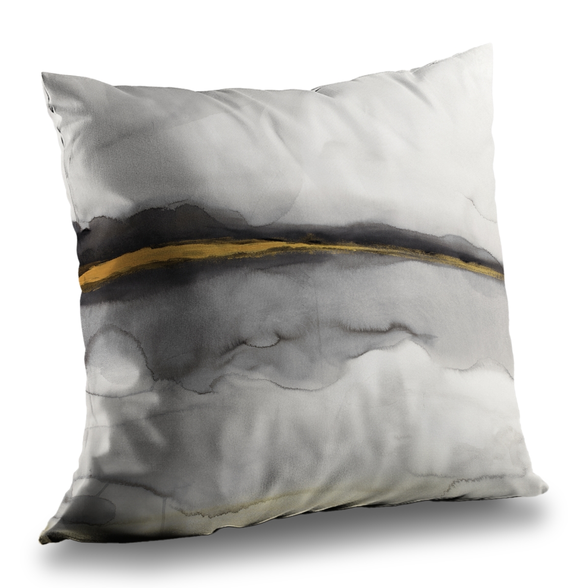 C1PT1414Z1POX3 14 x 14 in. Gold Stripe Abstract Throw Pillow - Decorative Poly Twill Insert