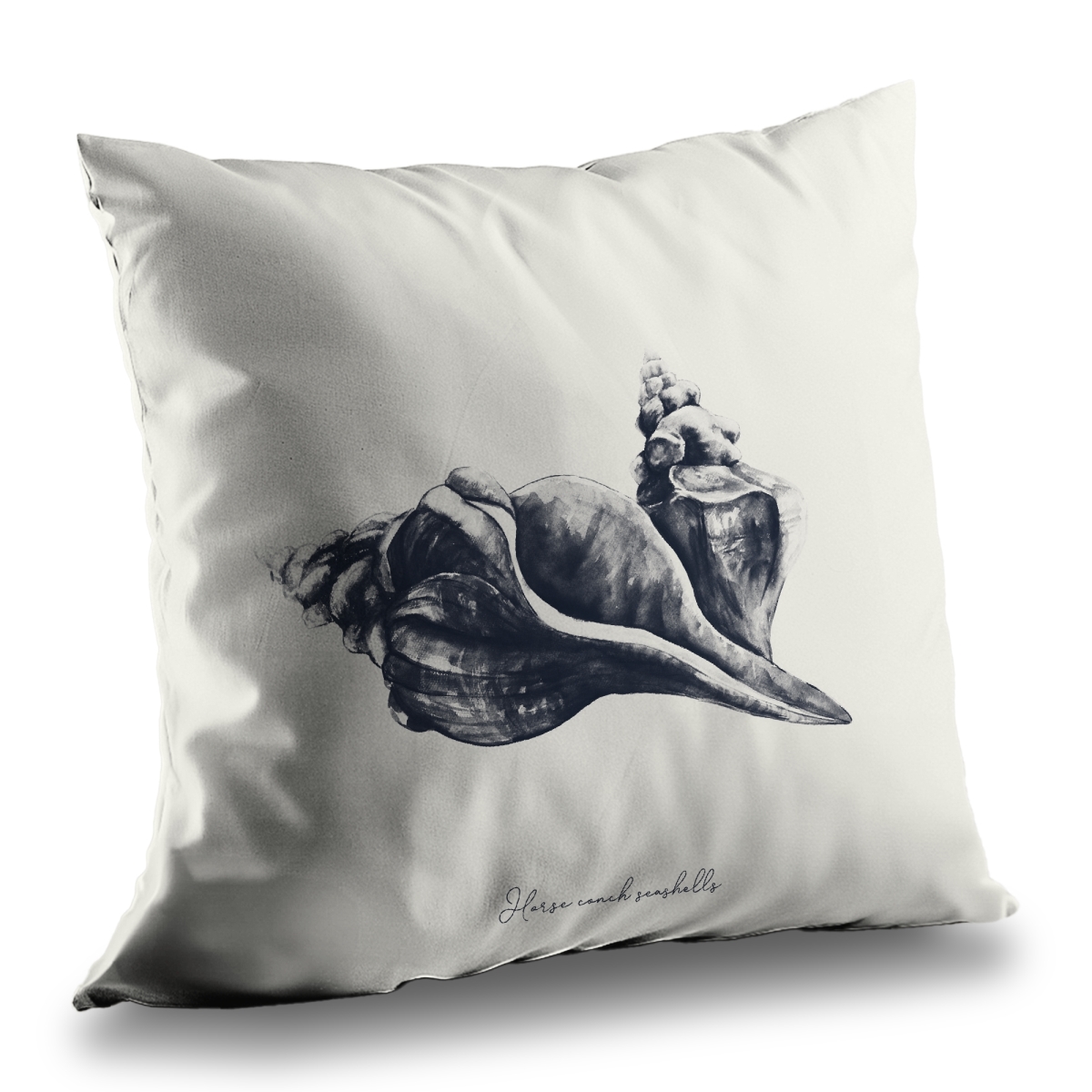 C1PT16166IXBBG 16 x 16 in. Blue Horse Conch Seashells - Blue Poly Twill Throw Pillow