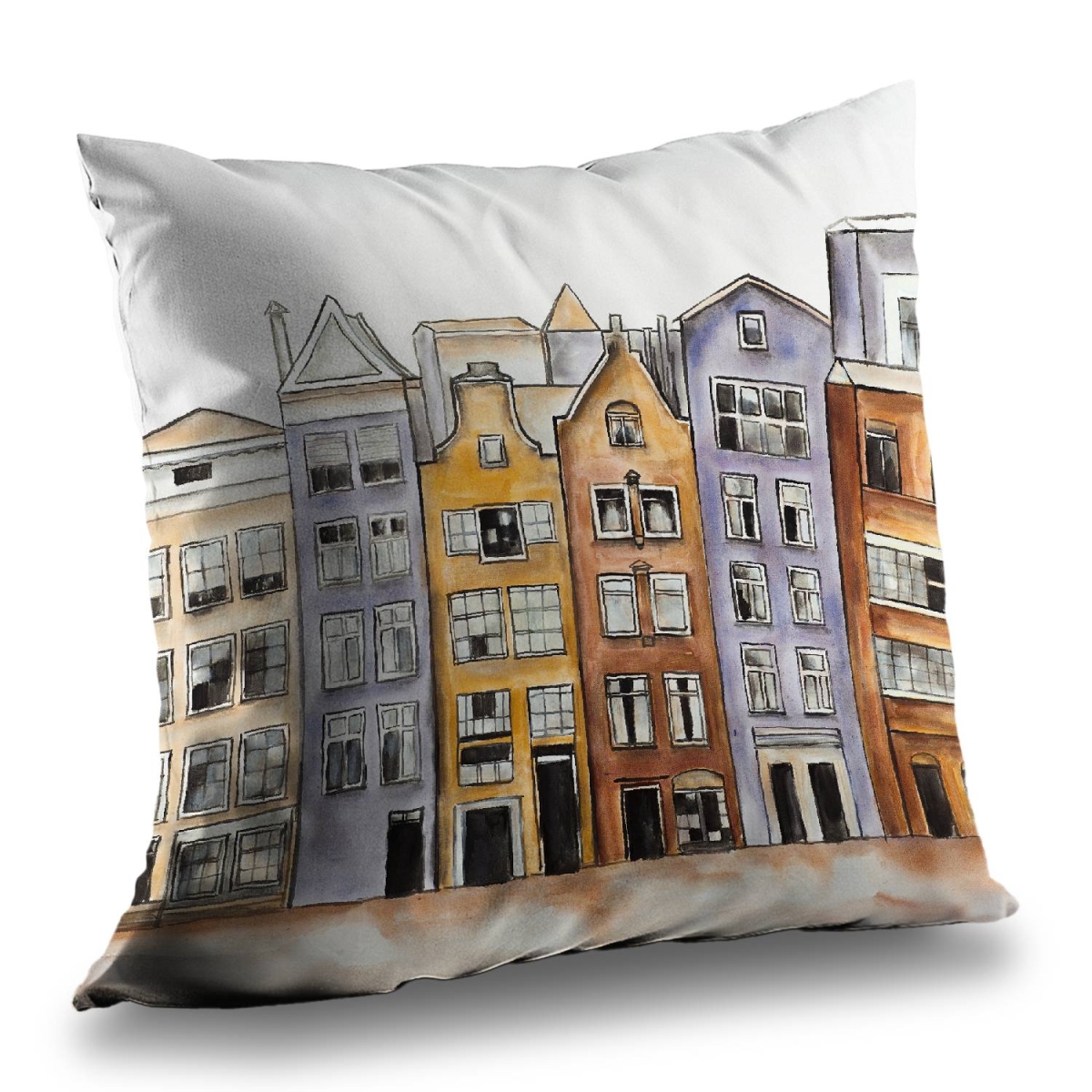 C1PT14142OZ4O4 14 x 14 in. Amsterdam Houses Hotel Poly Twill Throw Pillow - Insert Included