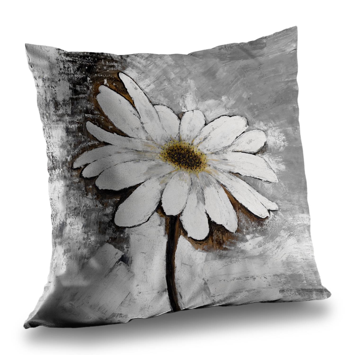 C1PT1414TI1MF3 14 x 14 in. Abstract Daisy Yellow Poly Twill Throw Pillow - Home Decor