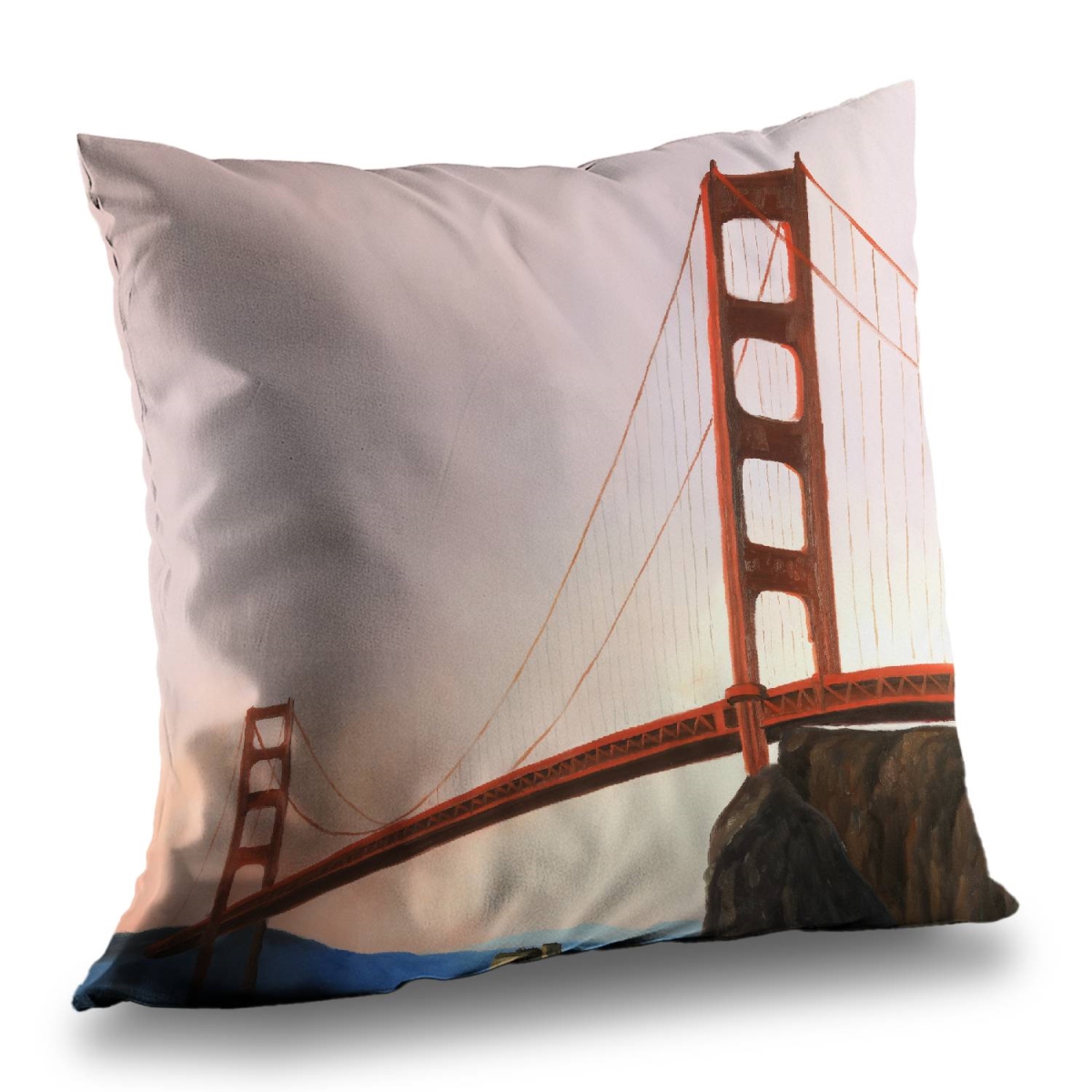 C1PT1414KXW9I8 14 x 14 in. Sunset on the Golden Gate Bridge Throw Pillow - Home Decor