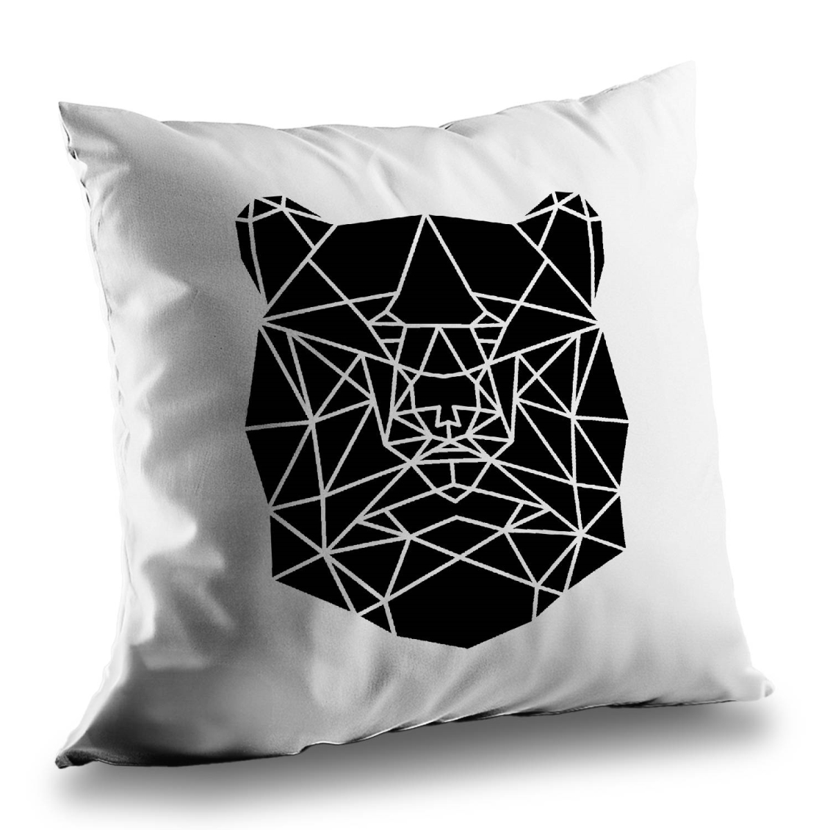 C1PT1414OSBWCP 14 x 14 in. Geometric Bear Head Poly Twill Throw Pillow - Home Decor Insert