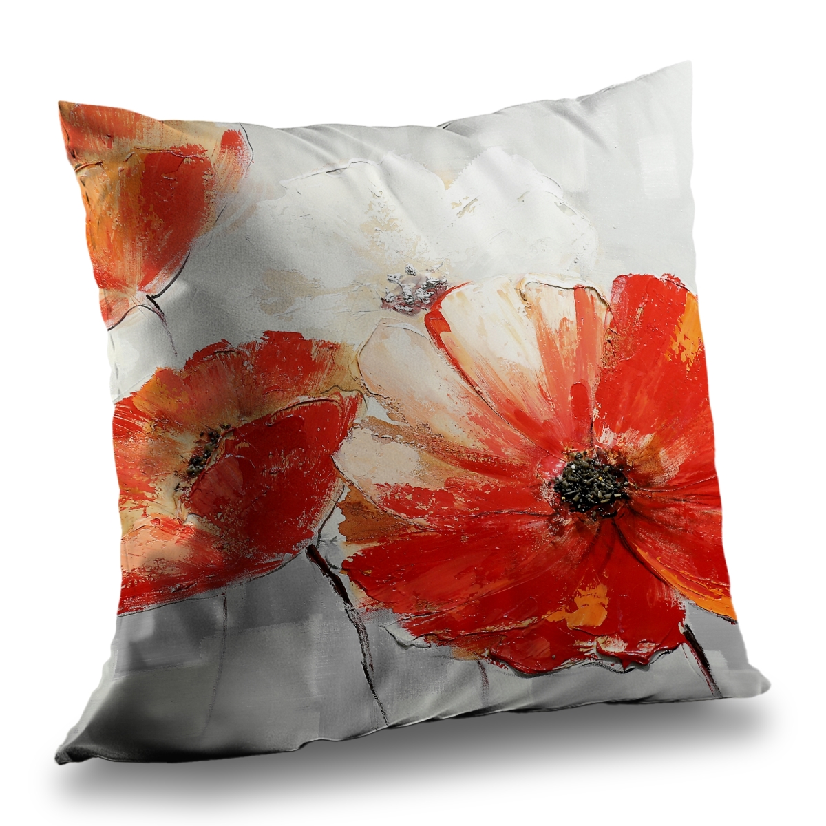 C1PT1414Y0FY2U 14 x 14 in. Abstract Red Wild Flowers Throw Pillow - Contemporary Home Decor