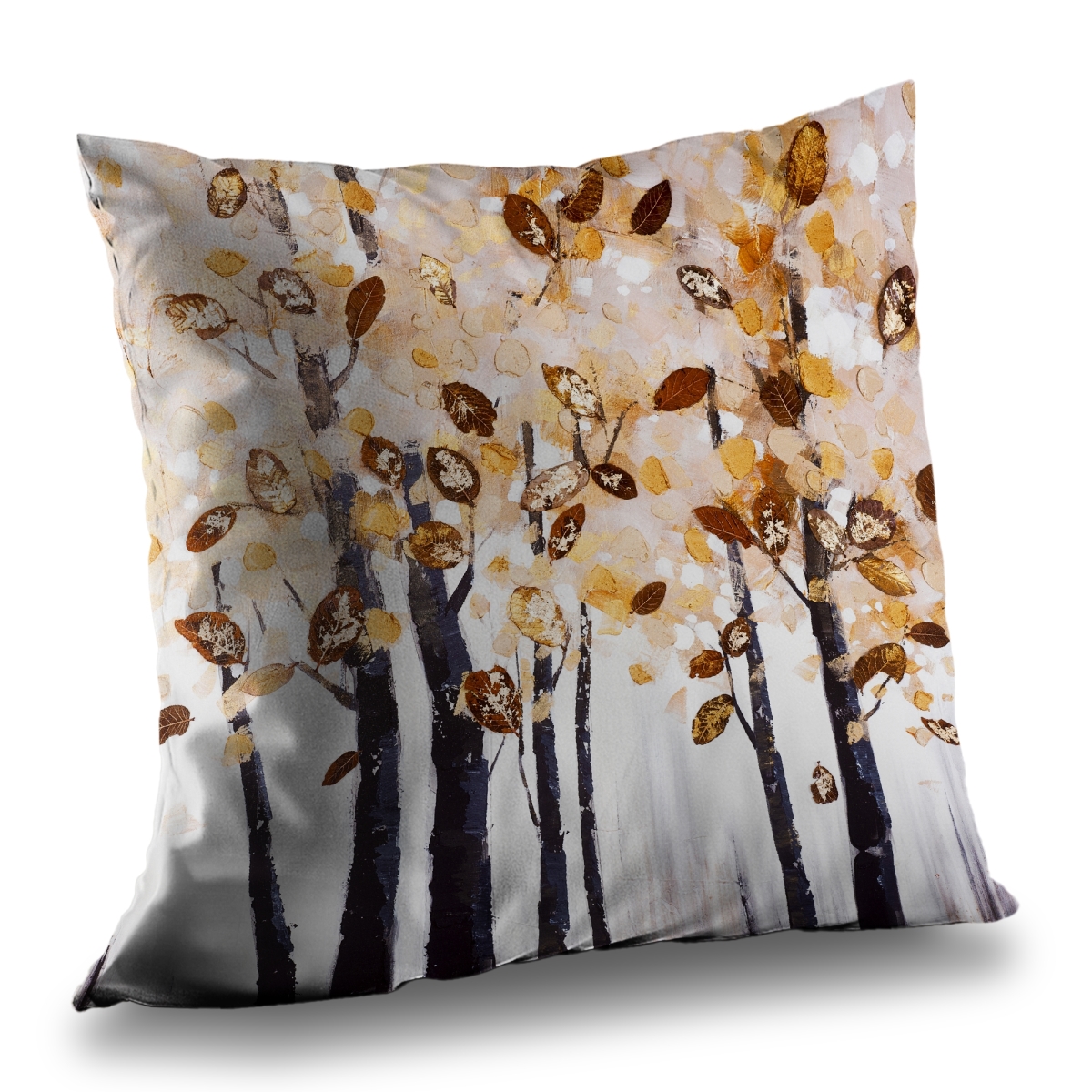 C1PT1414CT02A8 14 x 14 in. Texturized Leaves Trees - Office Beige Poly Twill Throw Pillow