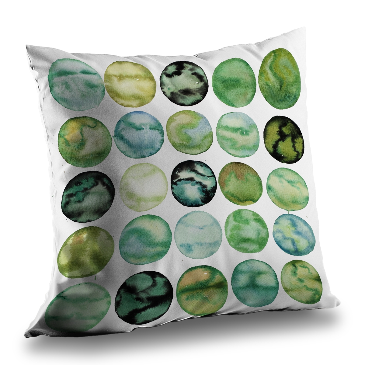 C1PT1414L72D0Q 14 x 14 in. Green Circles - Abstract Poly Twill Throw Pillow Insert - Home Decor