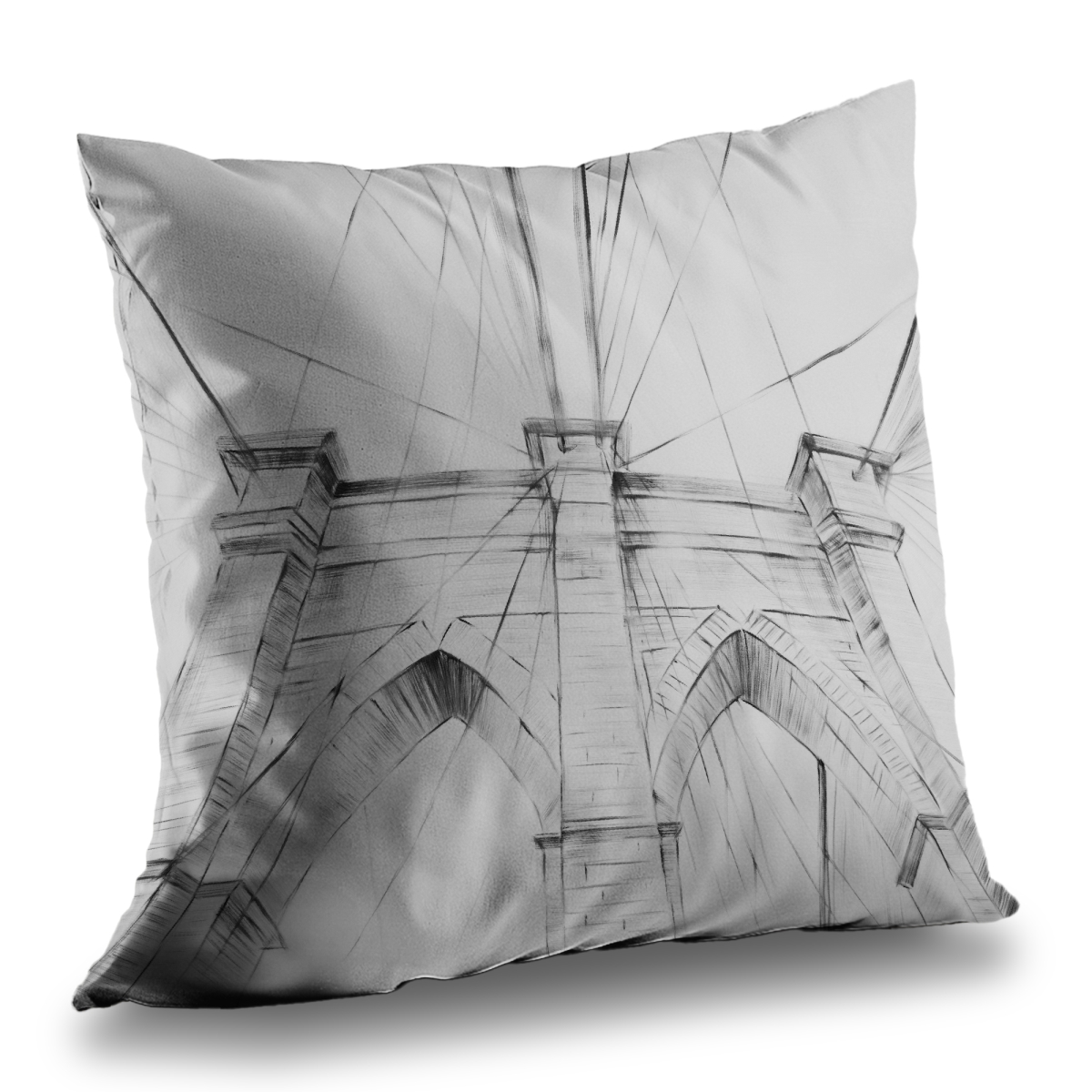 C1PT1414PTNPIF 14 x 14 in. Brooklyn Bridge Sketch - Bedroom Architecture Throw Pillow Insert