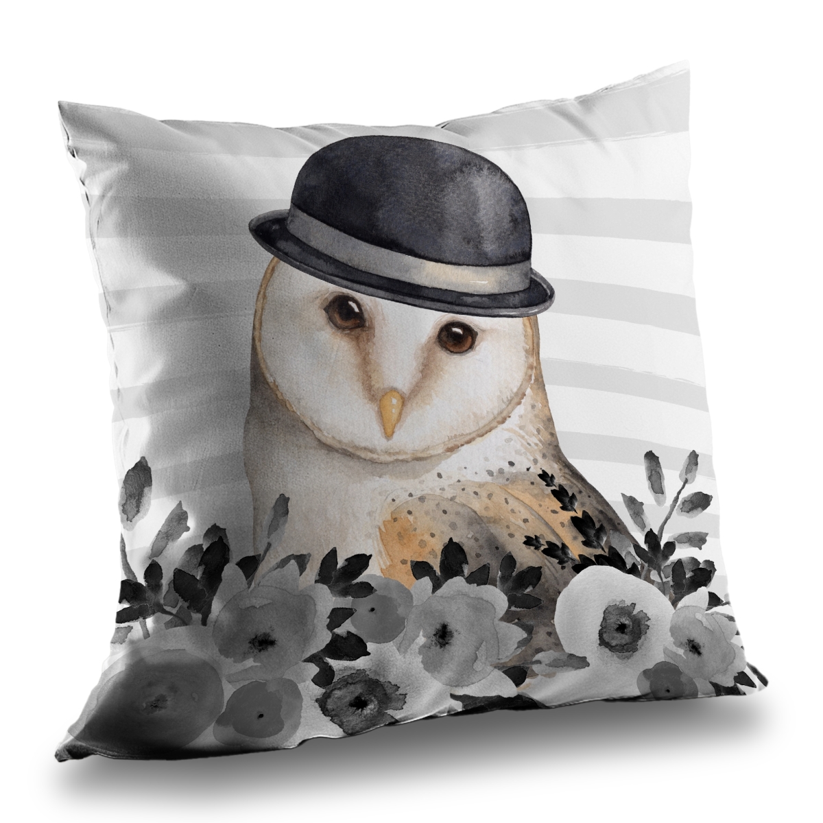 C1PT14144BDEVR 14 x 14 in. Owl Detective Black Bedroom Poly Twill Throw Pillow - Home Decor