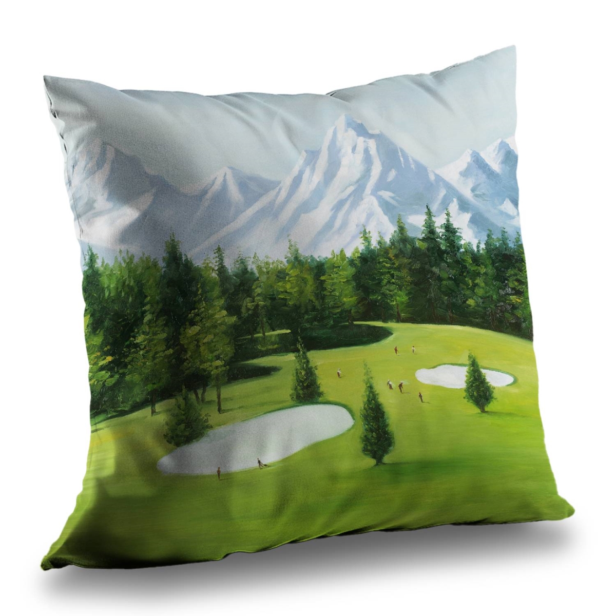 C1PT1414OIPPO3 14 x 14 in. Golf Course Mountains View Gray Poly Twill Throw Pillow - Decor
