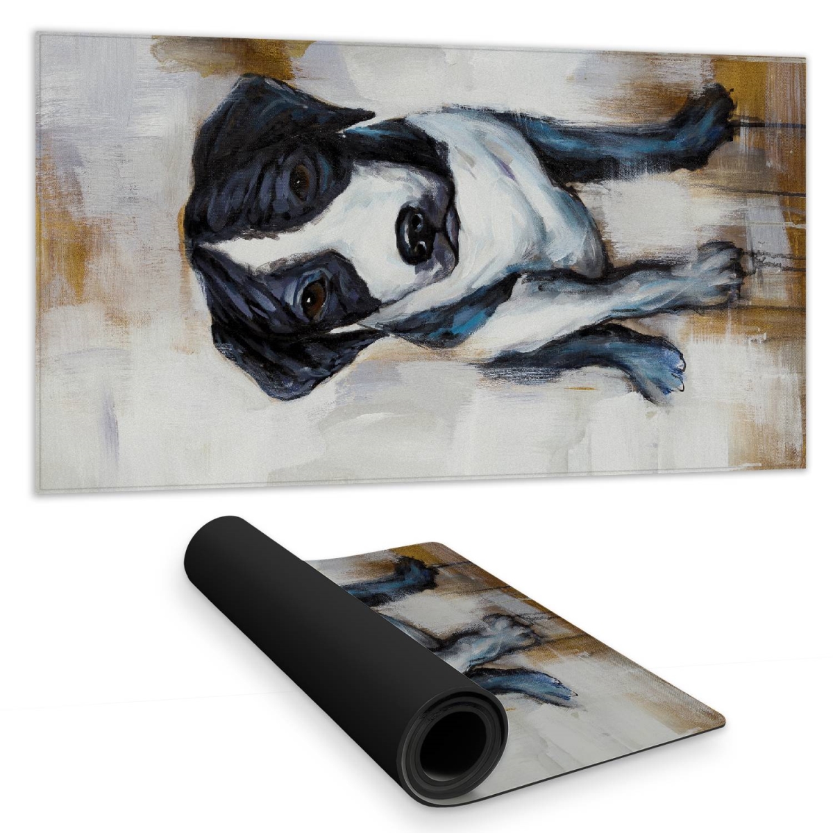 C1DM1531Z06J5Y 16 x 32 in. White Bedroom Desk Mat - Sitting Dog Animal Home Decor