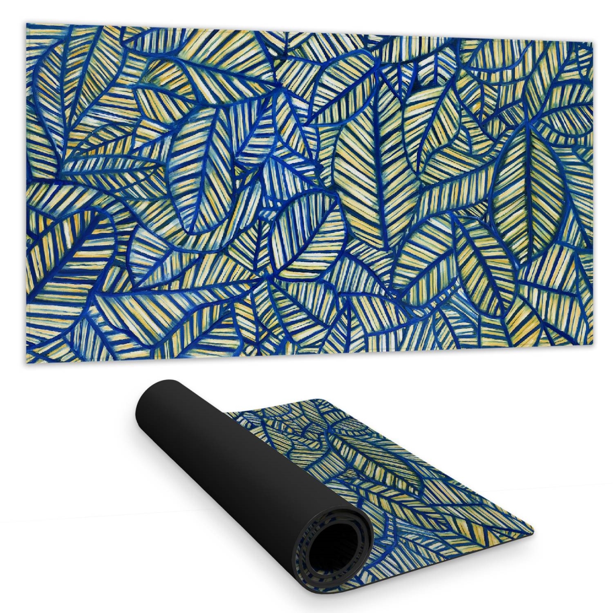 C1DM1531BA898X 16 x 32 in. Blue Leaf Patterns Floral & Botanical Desk Mat for Bedroom