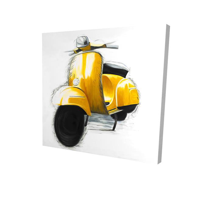 12 x 12 in. Yellow Italian Scooter-Print on Canvas