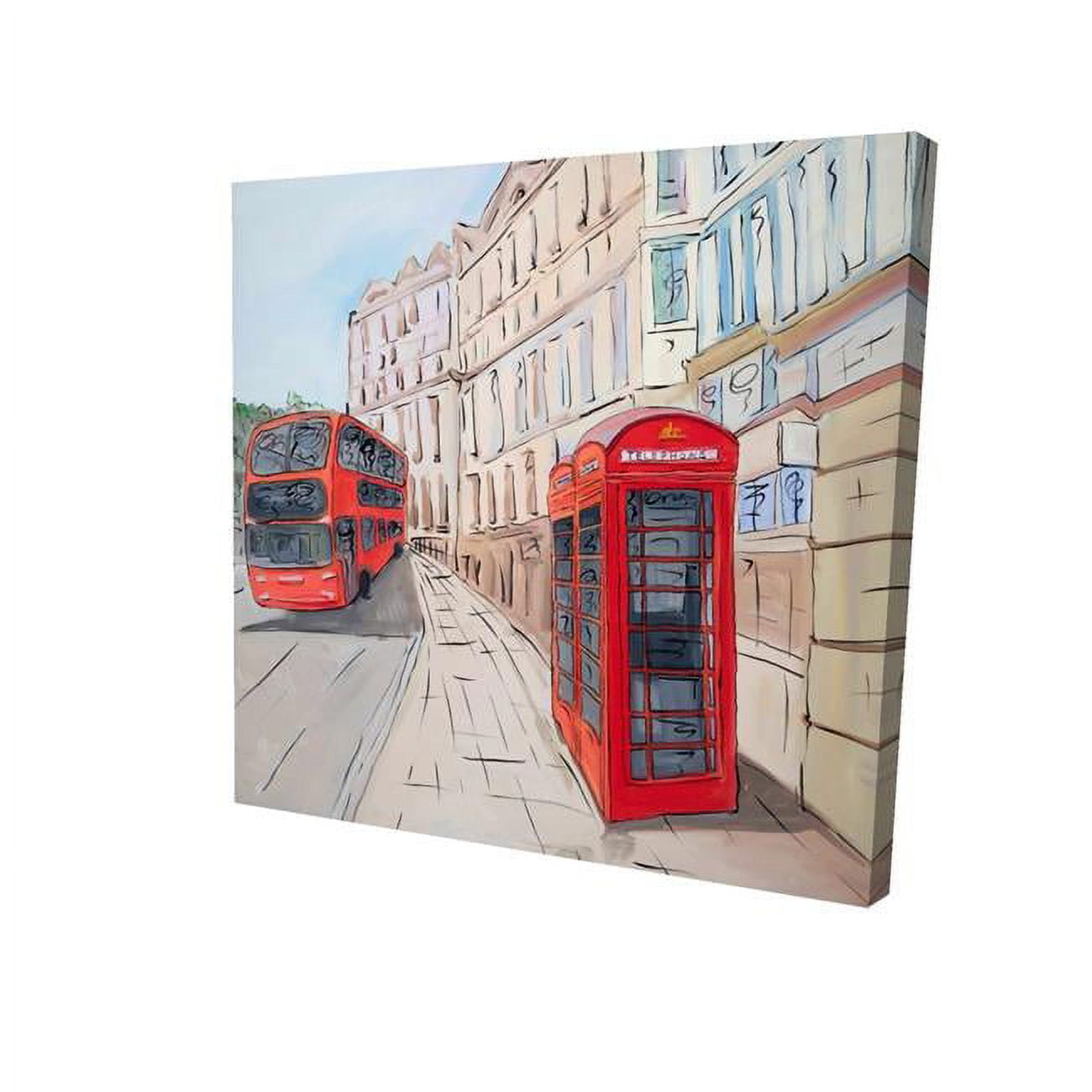 12 x 12 in. London Bus & Telephone Booth-Print on Canvas