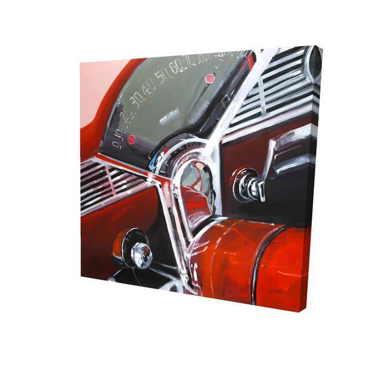 12 x 12 in. Vintage Red Car Dashboard-Print on Canvas