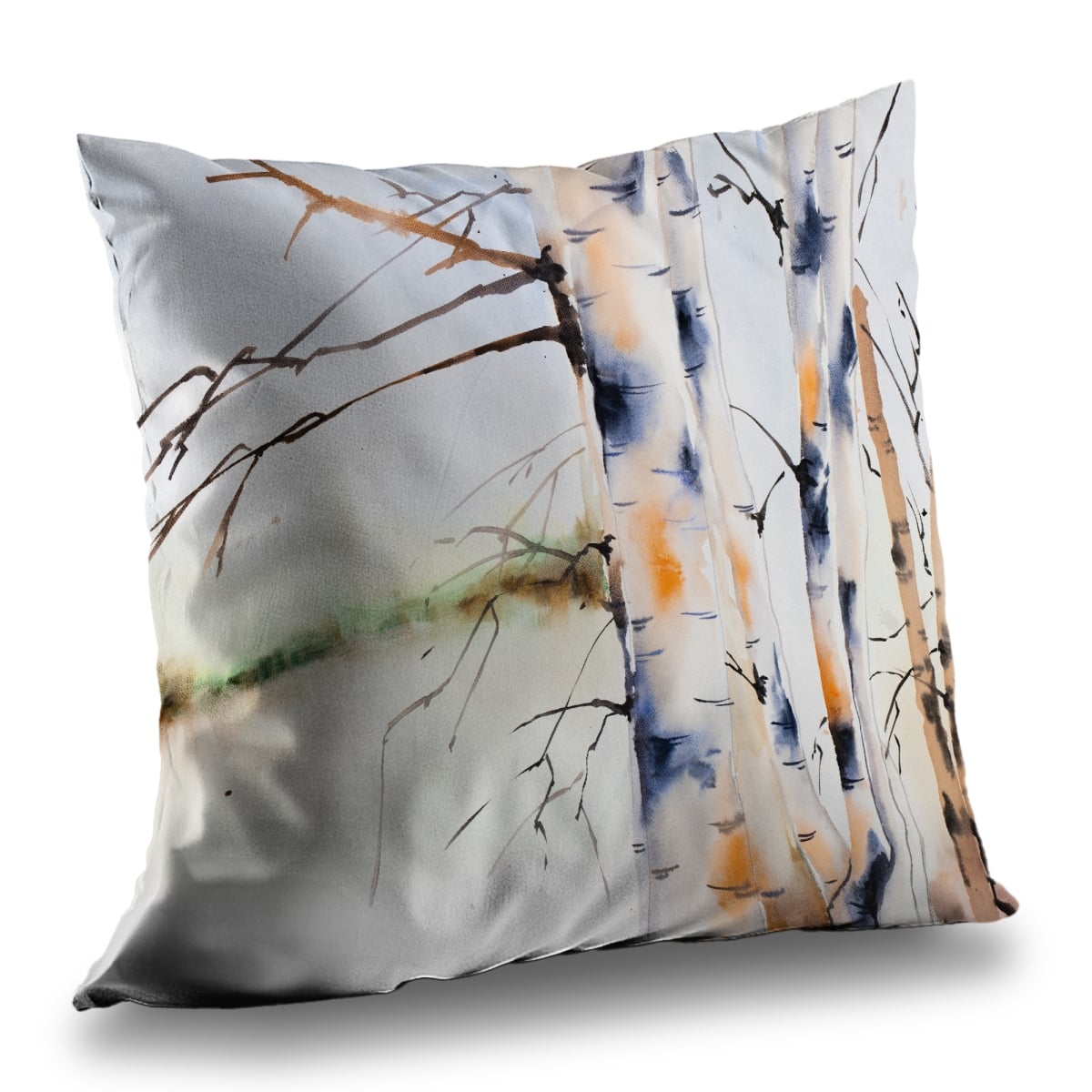 C1PT1414G8PYU5 14 x 14 in. Birchs Trunks - Brown Landscapes Poly Twill Throw Pillow Insert