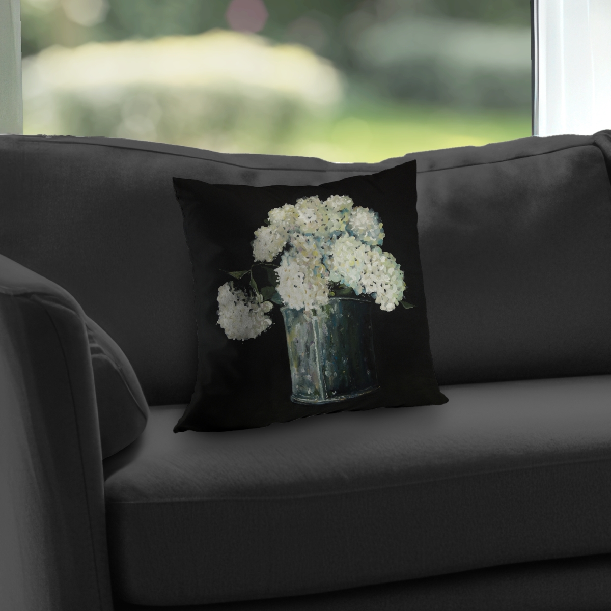 C1PT14149TEIV3 14 x 14 in. White Hydrangea Flowers Rustic Throw Pillow - Home Decor Insert