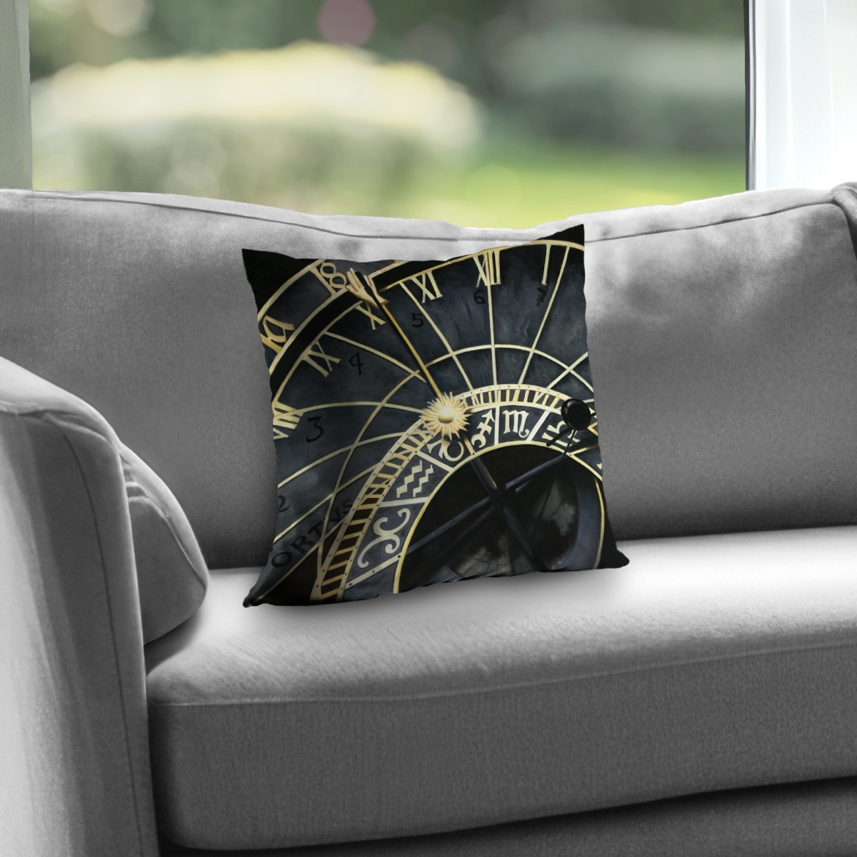 C1PT141454QTKL 14 x 14 in. Astrologic Clock - Hyperrealist Poly Twill Throw Pillow - Decor