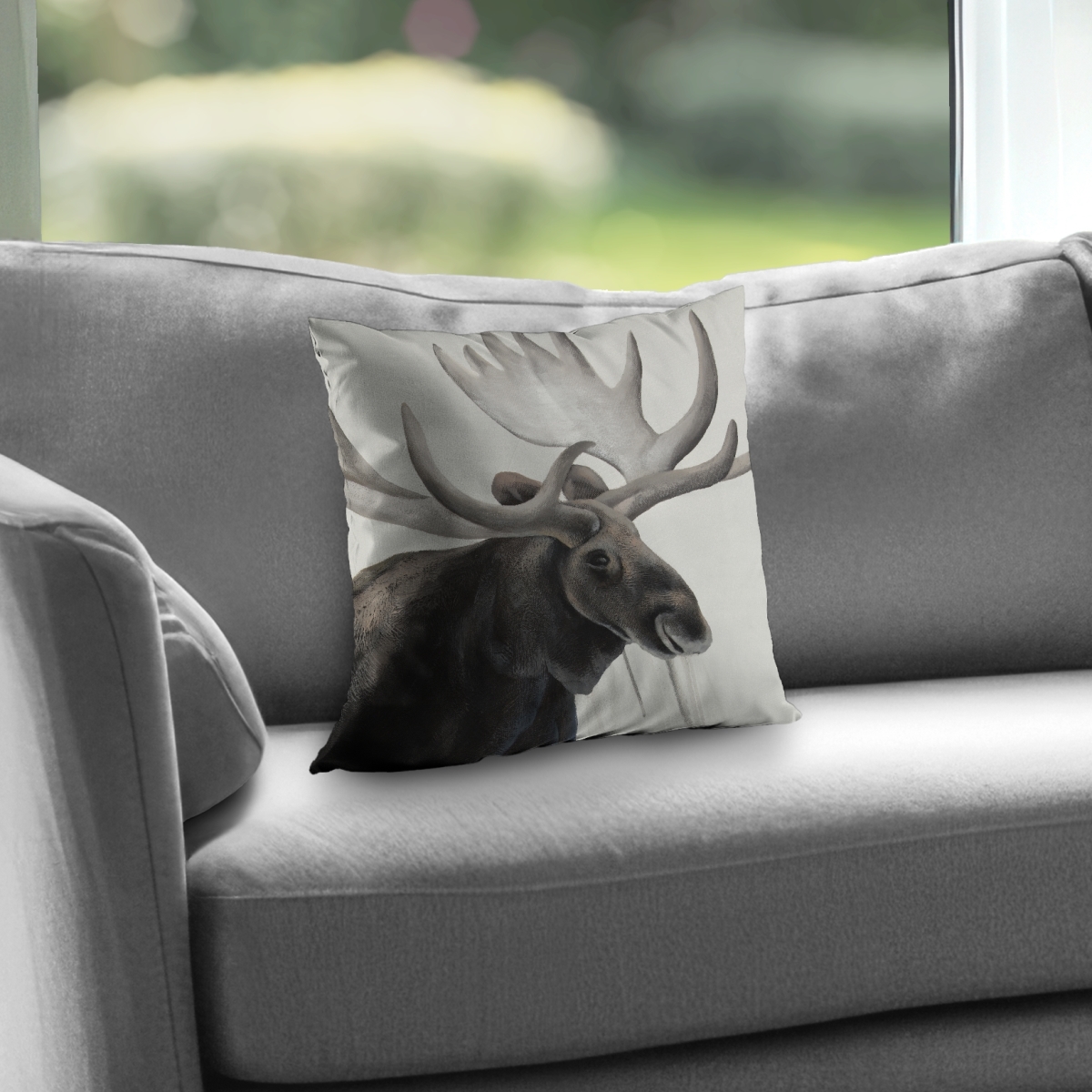 C1PT1414MX7TIC 14 x 14 in. Rustic Moose Poly Twill Throw Pillow - Man Cave Home Decor