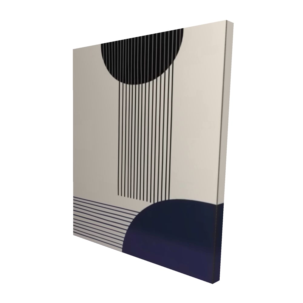 2080-6048-PA23 48 x 60 in. Circle Lines Blue Patterns Canvas - Bedroom Wall Art Decor