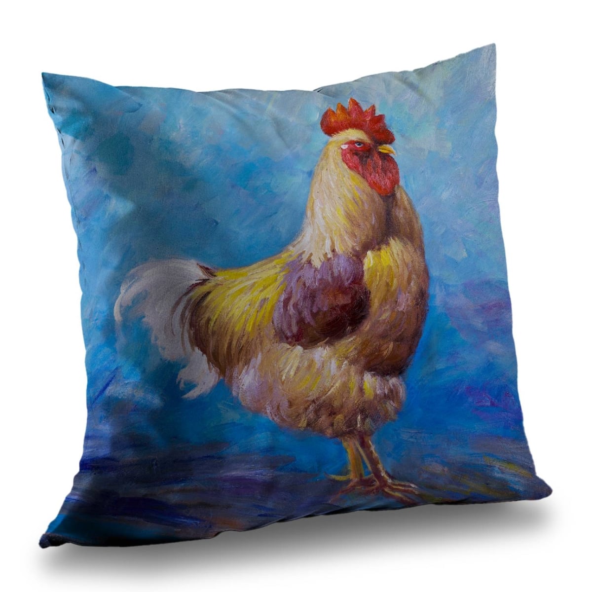 C1PT14149FP48Z 14 x 14 in. Beautiful Rooster Poly Twill Throw Pillow for Home Decor
