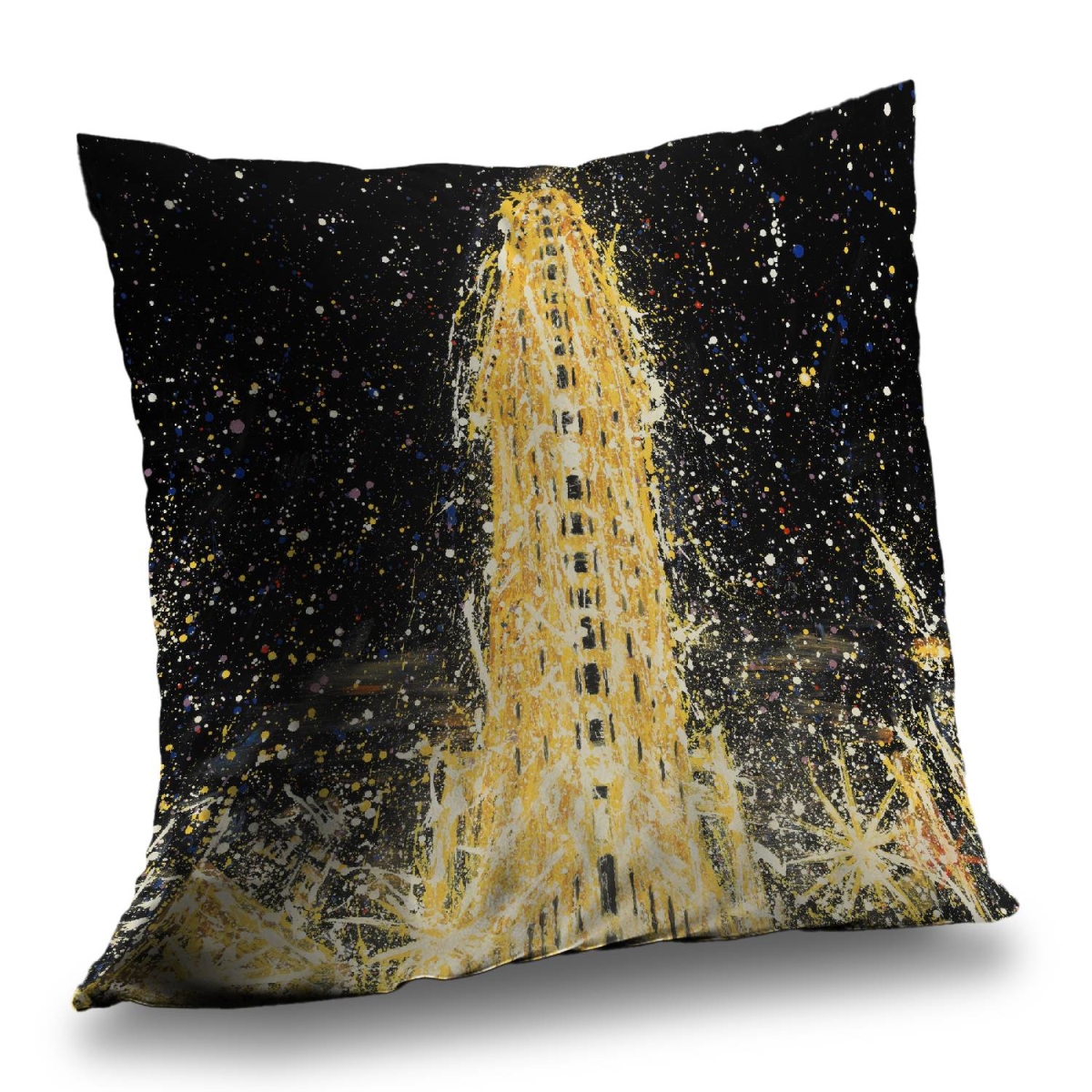 C1PT141497C6M7 14 x 14 in. Abstract Flatiron Building Yellow Throw Pillow - Home Decor